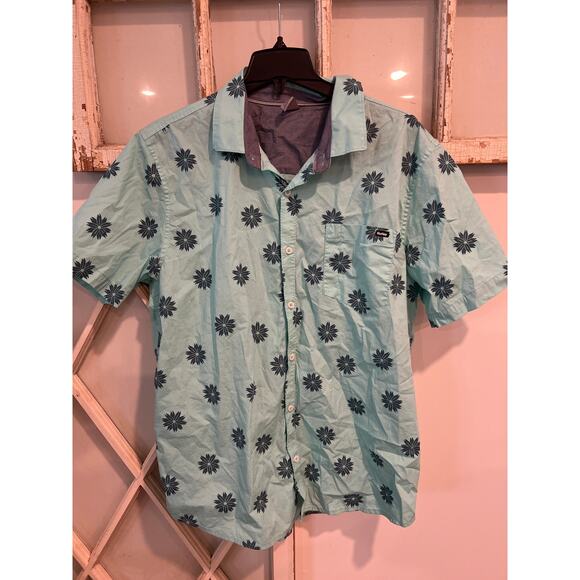 Hurley size XL short sleeve button up shirt teal - Picture 1 of 3